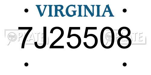 7J25508 Virginia License Plate
