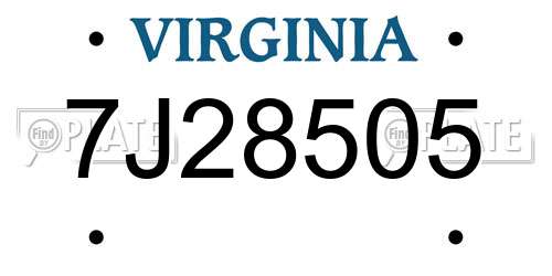 7J28505 Virginia License Plate