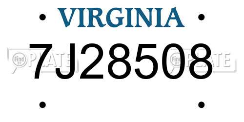 7J28508 Virginia License Plate