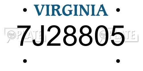 7J28805 Virginia License Plate