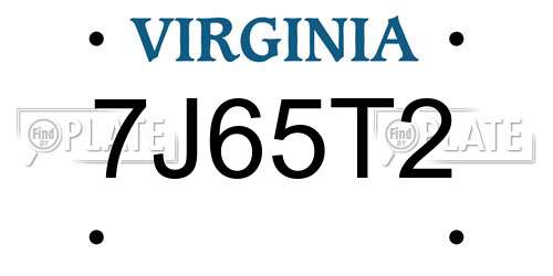 7J65T2 Virginia License Plate