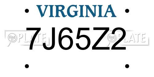7J65Z2 Virginia License Plate