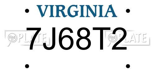 7J68T2 Virginia License Plate