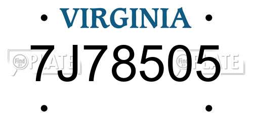 7J78505 Virginia License Plate