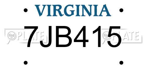 7JB415 Virginia License Plate