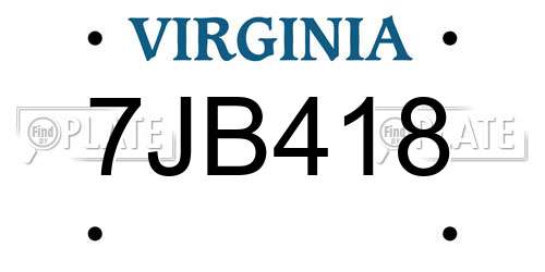 7JB418 Virginia License Plate