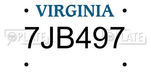 7JB497 Virginia License Plate
