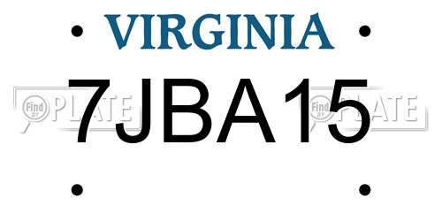 7JBA15 Virginia License Plate