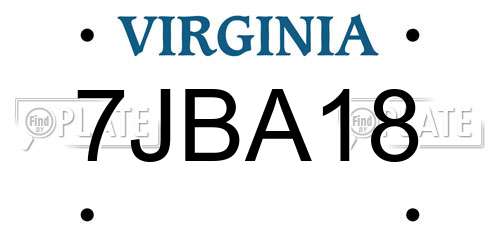 7JBA18 Virginia License Plate