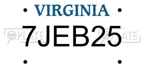 7JEB25 Virginia License Plate