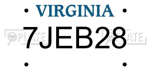 7JEB28 Virginia License Plate