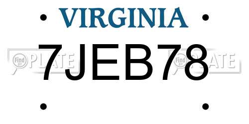 7JEB78 Virginia License Plate