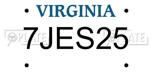 7JES25 Virginia License Plate