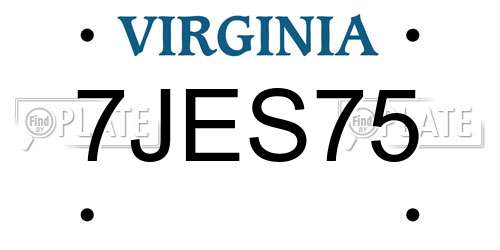 7JES75 Virginia License Plate