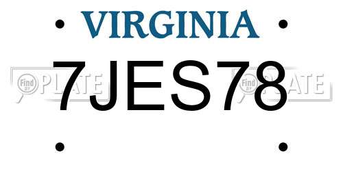 7JES78 Virginia License Plate