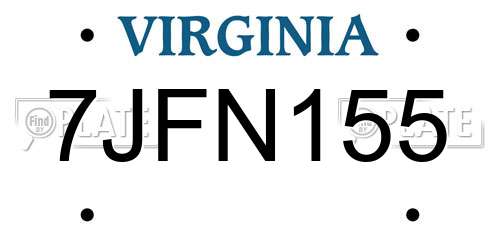 7JFN155 Virginia License Plate