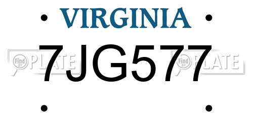 7JG577 Virginia License Plate