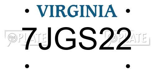 7JGS22 Virginia License Plate