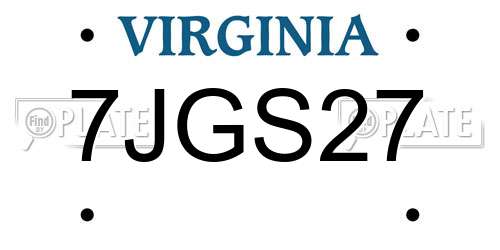 7JGS27 Virginia License Plate