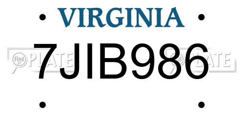 7JIB986 Virginia License Plate