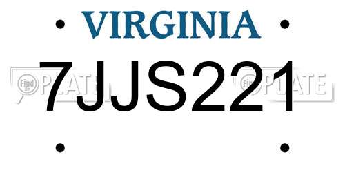 7JJS221 Virginia License Plate
