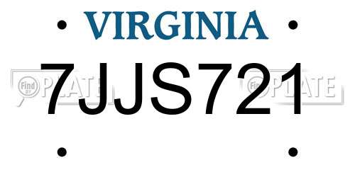 7JJS721 Virginia License Plate