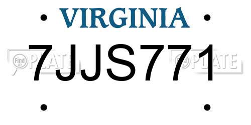7JJS771 Virginia License Plate