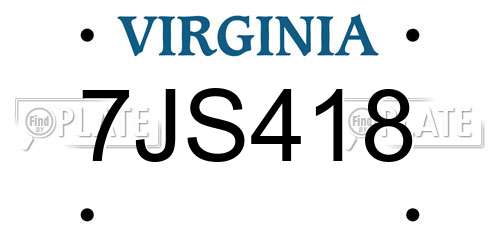 7JS418 Virginia License Plate