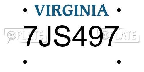 7JS497 Virginia License Plate
