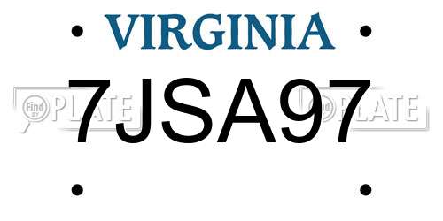 7JSA97 Virginia License Plate