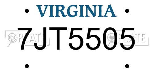 7JT5505 Virginia License Plate
