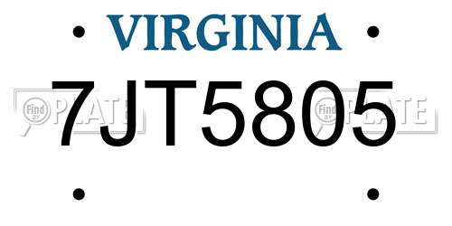 7JT5805 Virginia License Plate