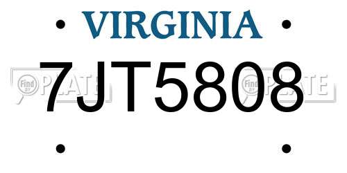 7JT5808 Virginia License Plate