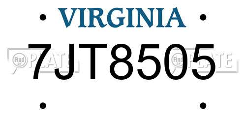 7JT8505 Virginia License Plate
