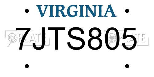 7JTS805 Virginia License Plate