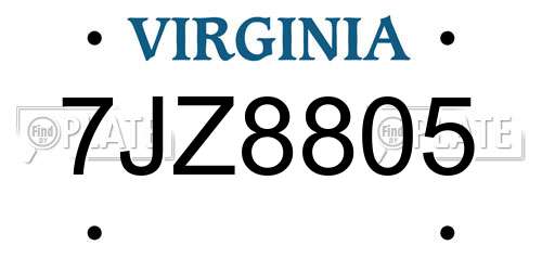 7JZ8805 Virginia License Plate