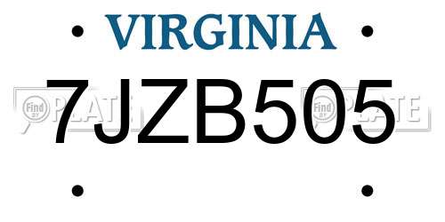 7JZB505 Virginia License Plate