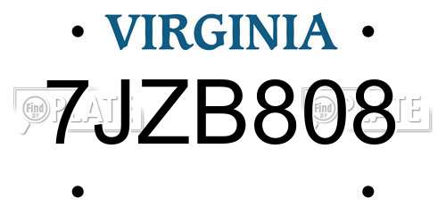 7JZB808 Virginia License Plate