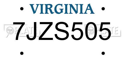7JZS505 Virginia License Plate