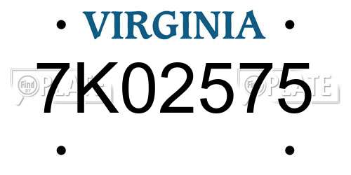 7K02575 Virginia License Plate