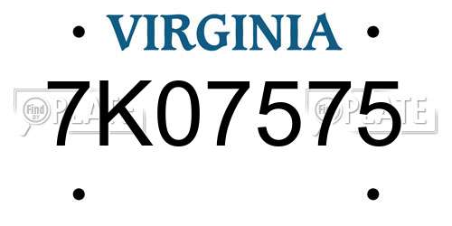 7K07575 Virginia License Plate