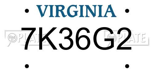 7K36G2 Virginia License Plate