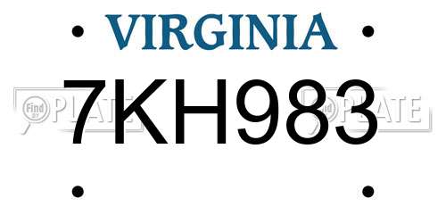 7KH983 Virginia License Plate