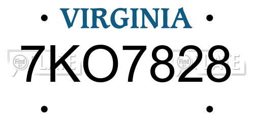 7KO7828 Virginia License Plate