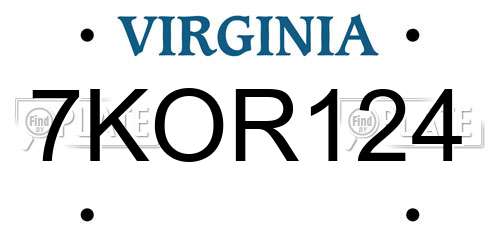 7KOR124 Virginia License Plate
