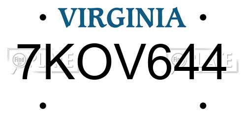 7KOV644 Virginia License Plate