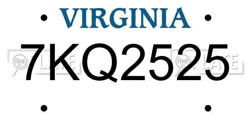 7KQ2525 Virginia License Plate
