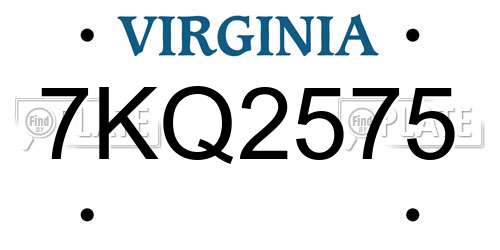 7KQ2575 Virginia License Plate