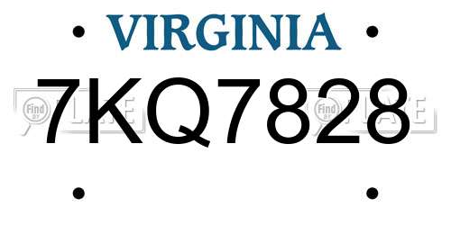 7KQ7828 Virginia License Plate