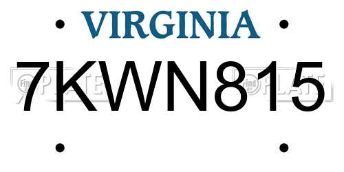 7KWN815 Virginia License Plate